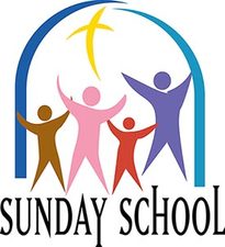 Clipart Children Siloettes and the Words Sunday School